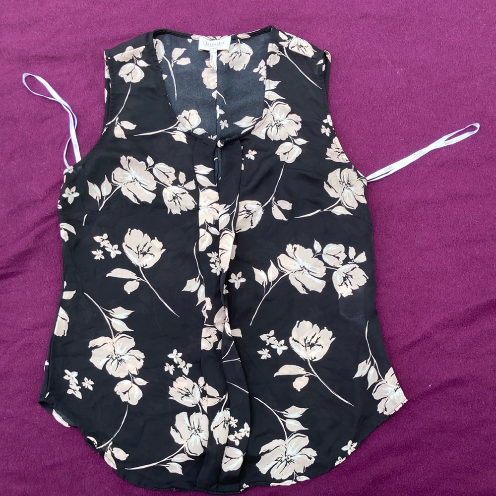 Laundry By Shelli Segal Pink and Black Buttoned Blouse